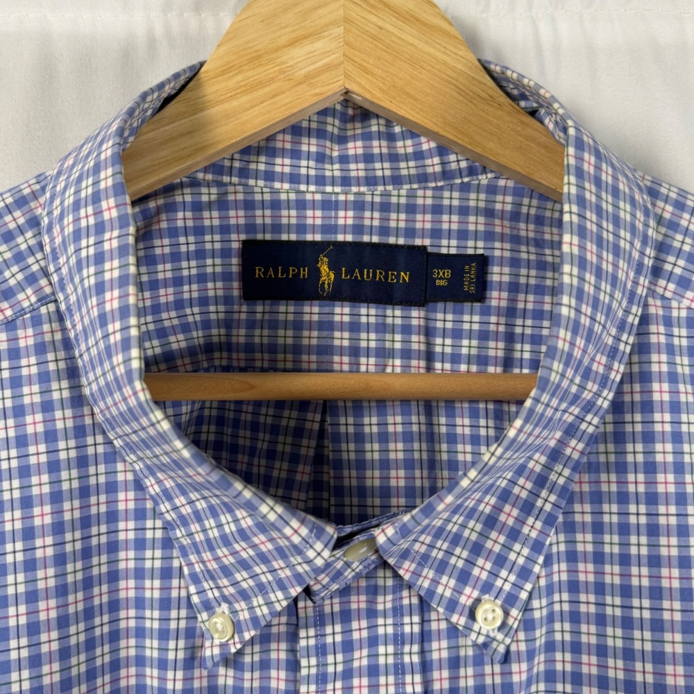 Ralph Lauren Tattersall Check Button Down Shirt Plaid Long Sleeve OCBD Mens 3XB - Picture 6 of 9